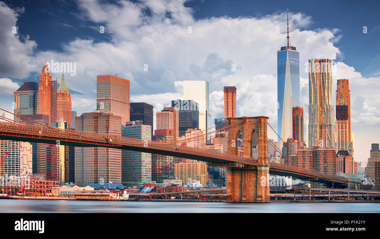 Brooklyn bridge and Manhattan, NYC Stock Photo