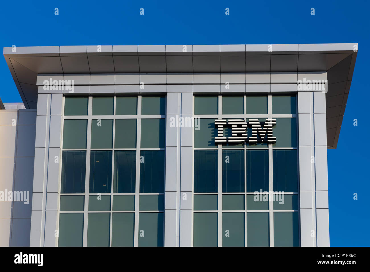 COLUMBIA, SC/USA - JUNE 4, 2018: IBM corporate building and trademark logo. IBM is an American multinational technology company. Stock Photo