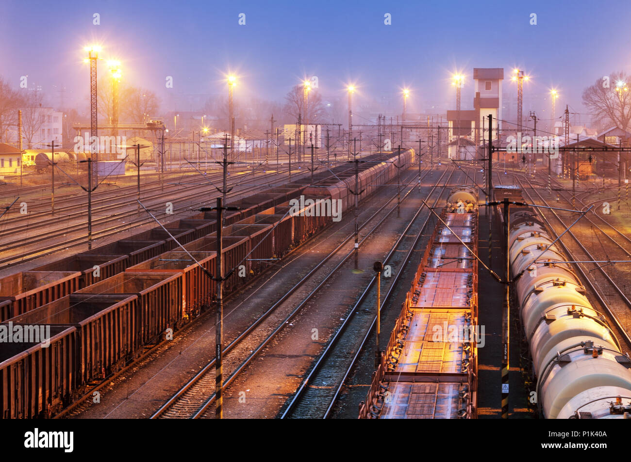 Freight trains - Cargo transportation, Railway Stock Photo