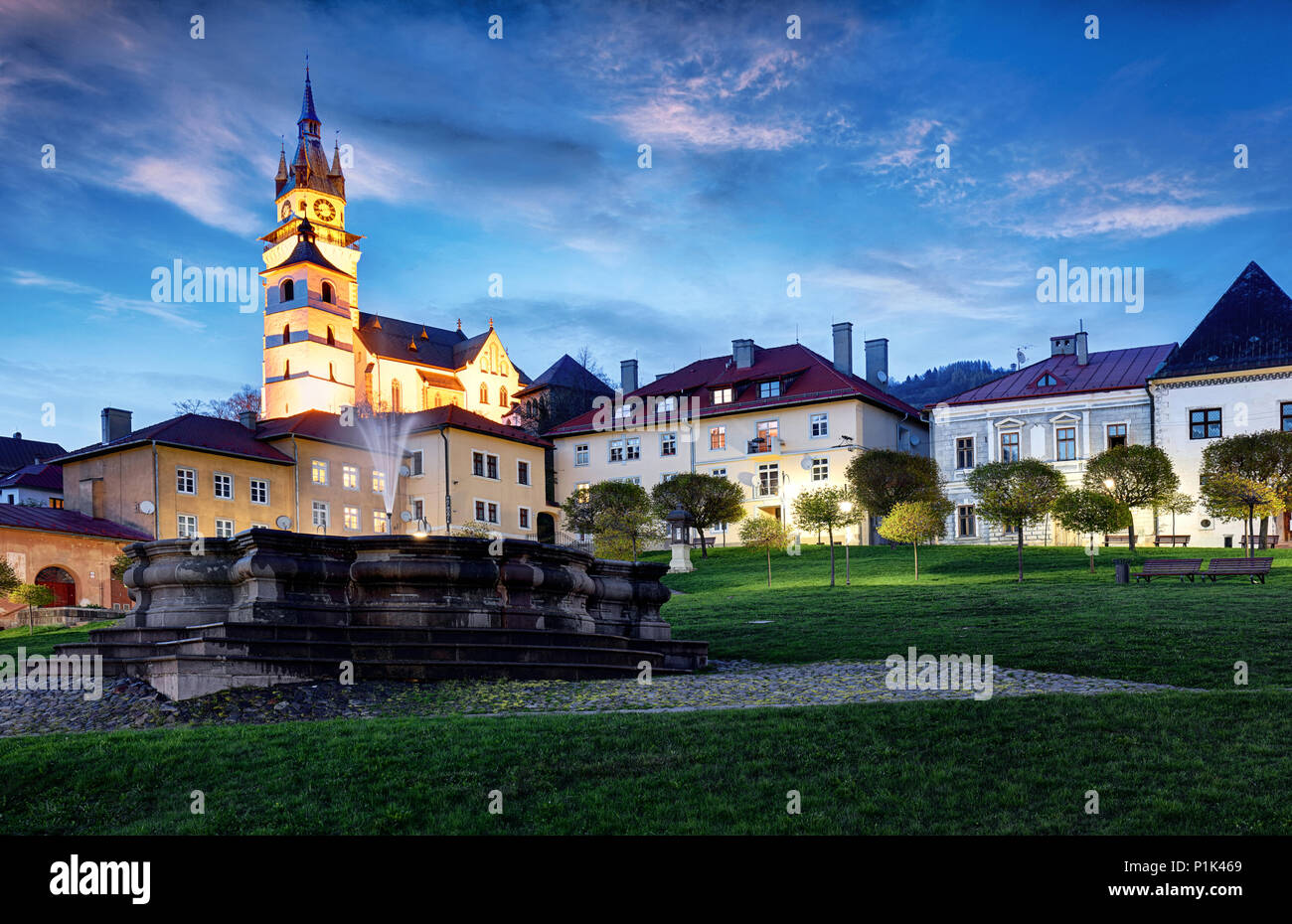 Slovakia - Kremnica city at night Stock Photo