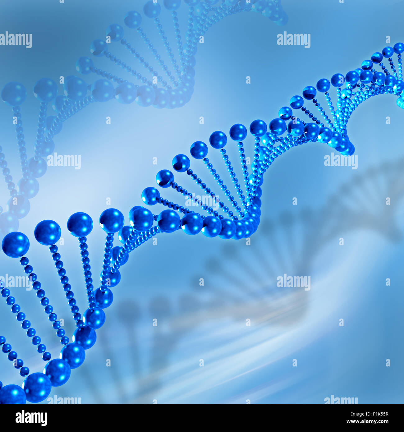 3D medical background with DNA strands Stock Photo