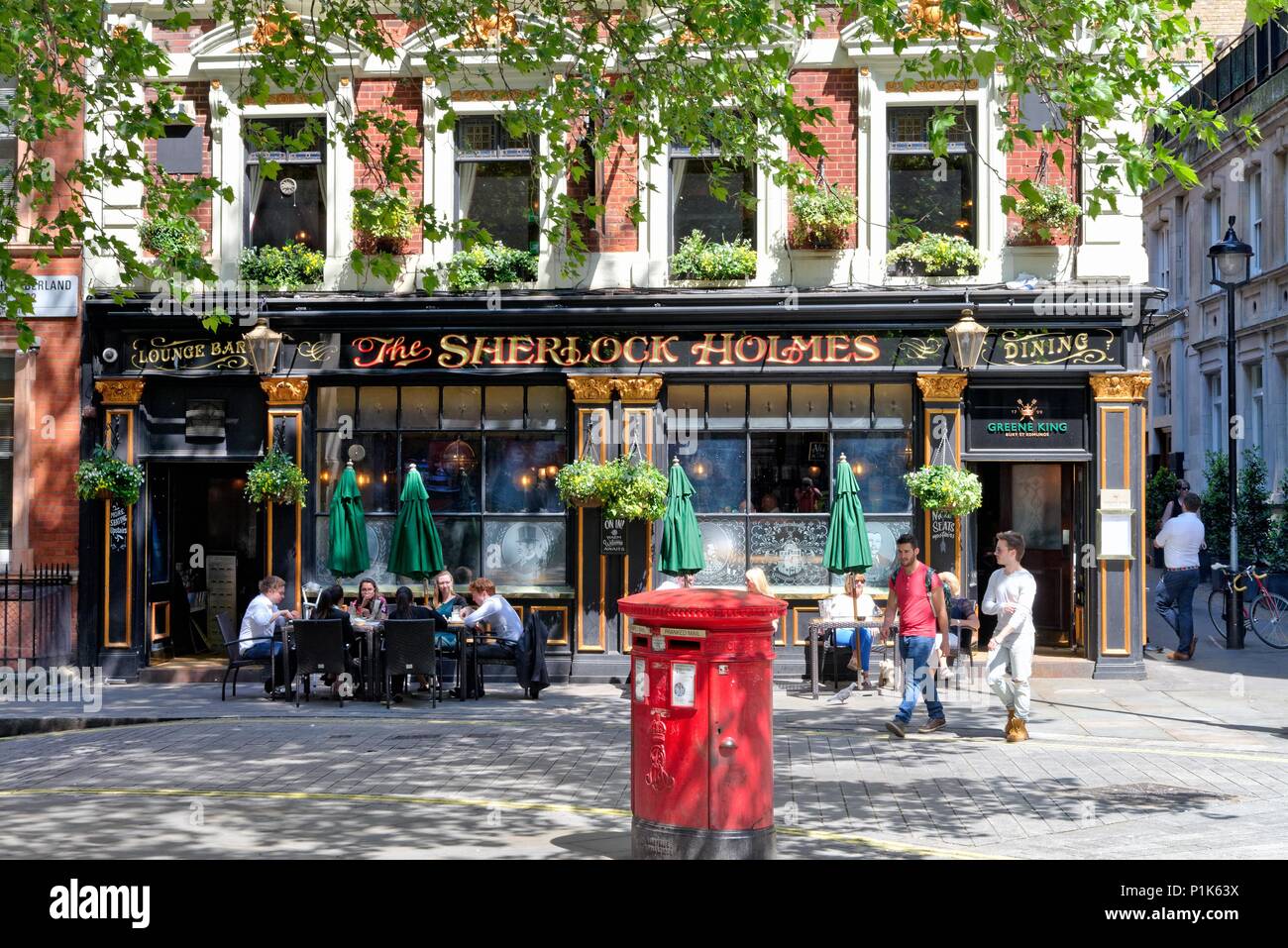 Exterior of the famous Sherlock Holmes pub in Northumberland Street ...