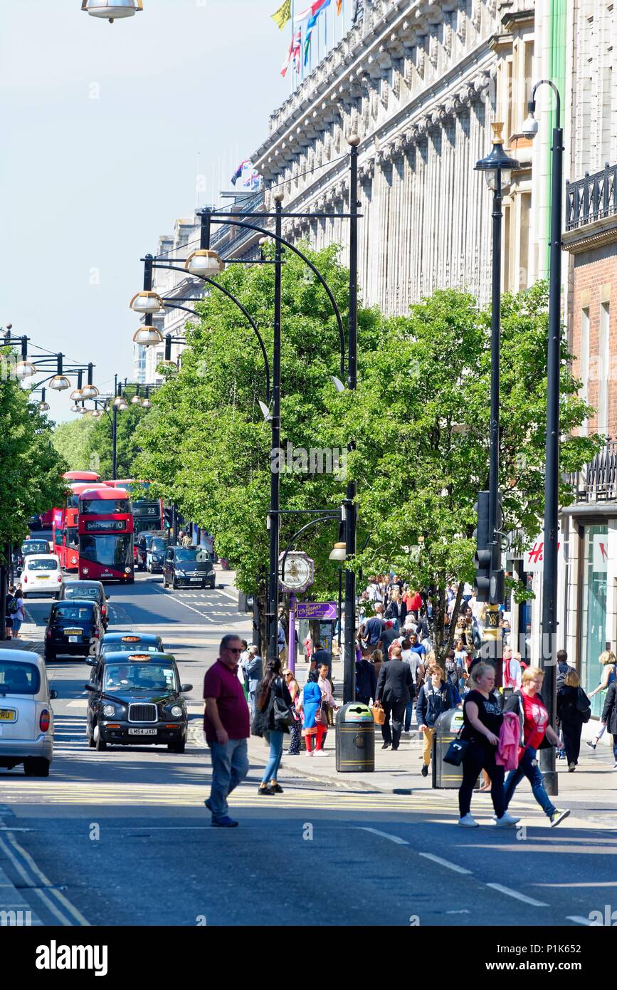 Busy Oxford Street in London's West End on a hot summers day England UK ...