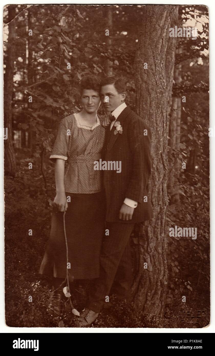 THE CZECHOSLOVAK REPUBLIC CIRCA 1940s Vintage photo shows young