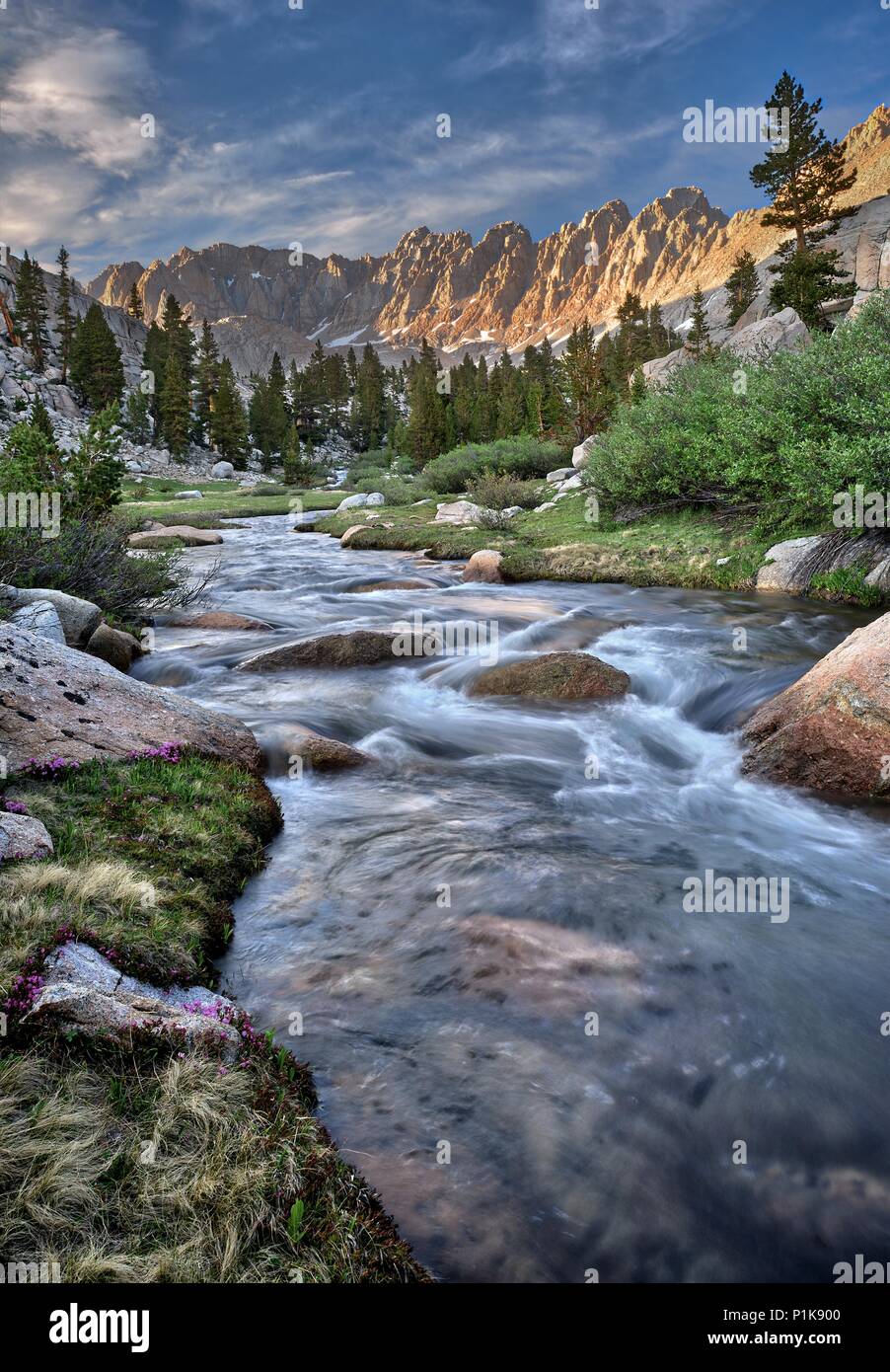 Rock Creek in the Miter Basin, Sequoia National Park, California, United States Stock Photo