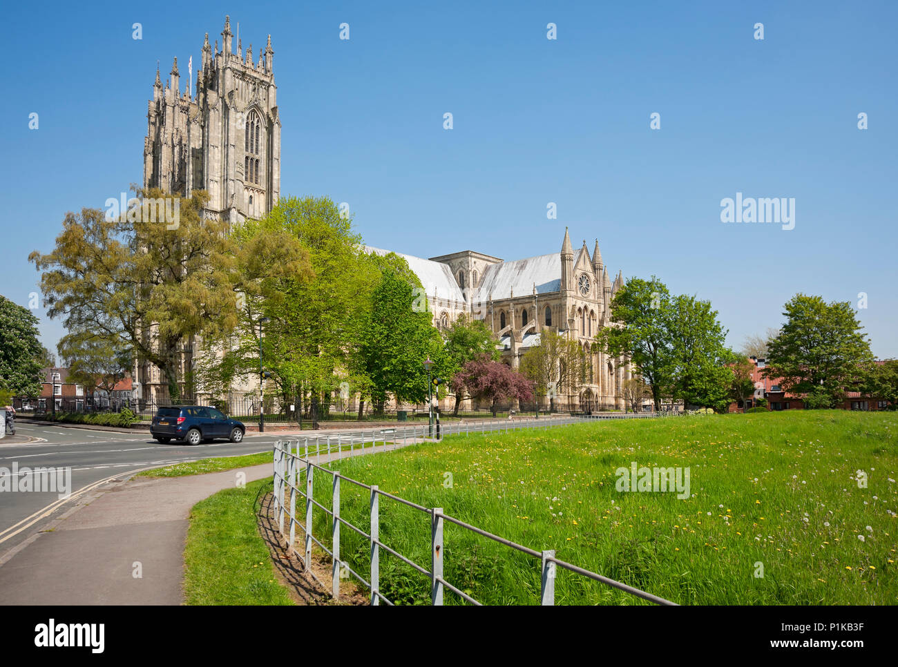 Beverley Minster exterior the Parish Church of St John and St Martin in spring Beverley East Yorkshire England UK United Kingdom GB Great Britain Stock Photo