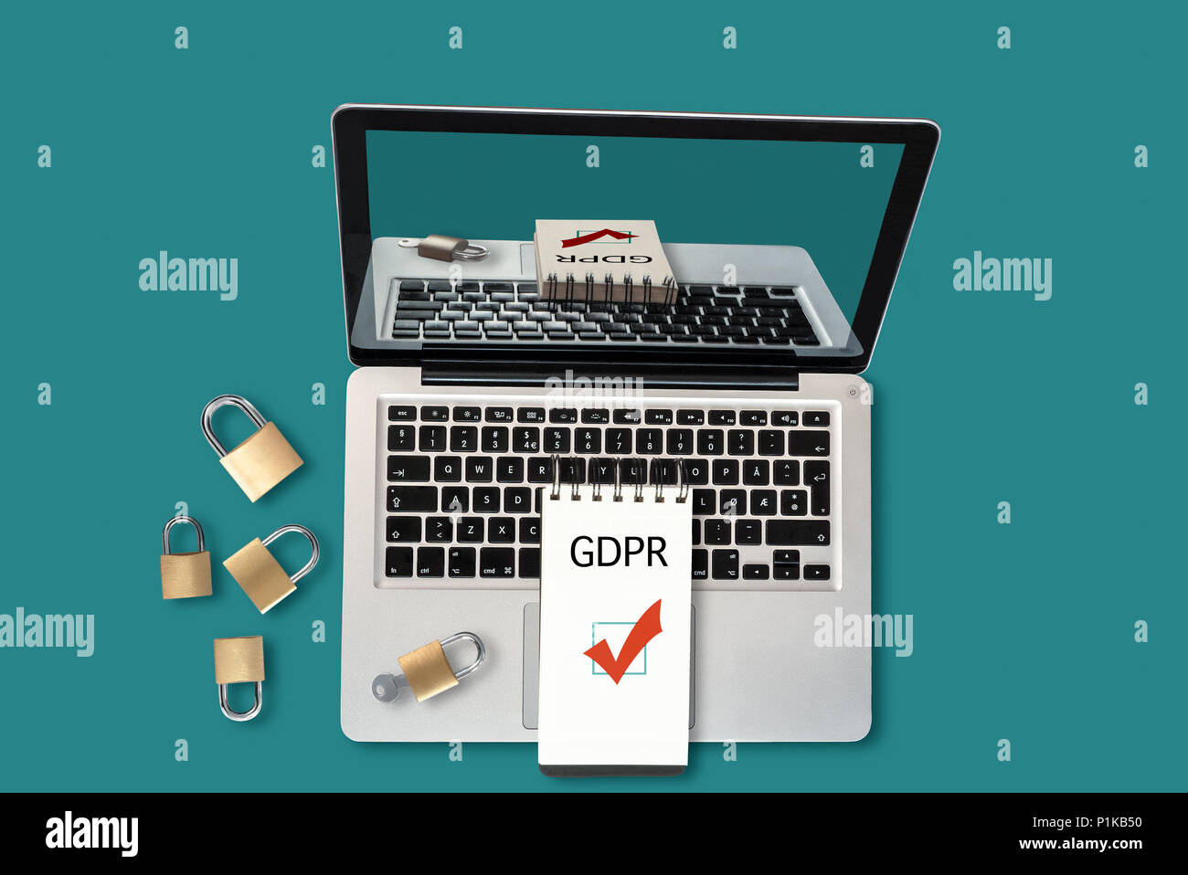 EU General Data Protection Regulation, GDPR, Concept - Rules to Comply for Secure Personal Data Storage and Handling Stock Photo