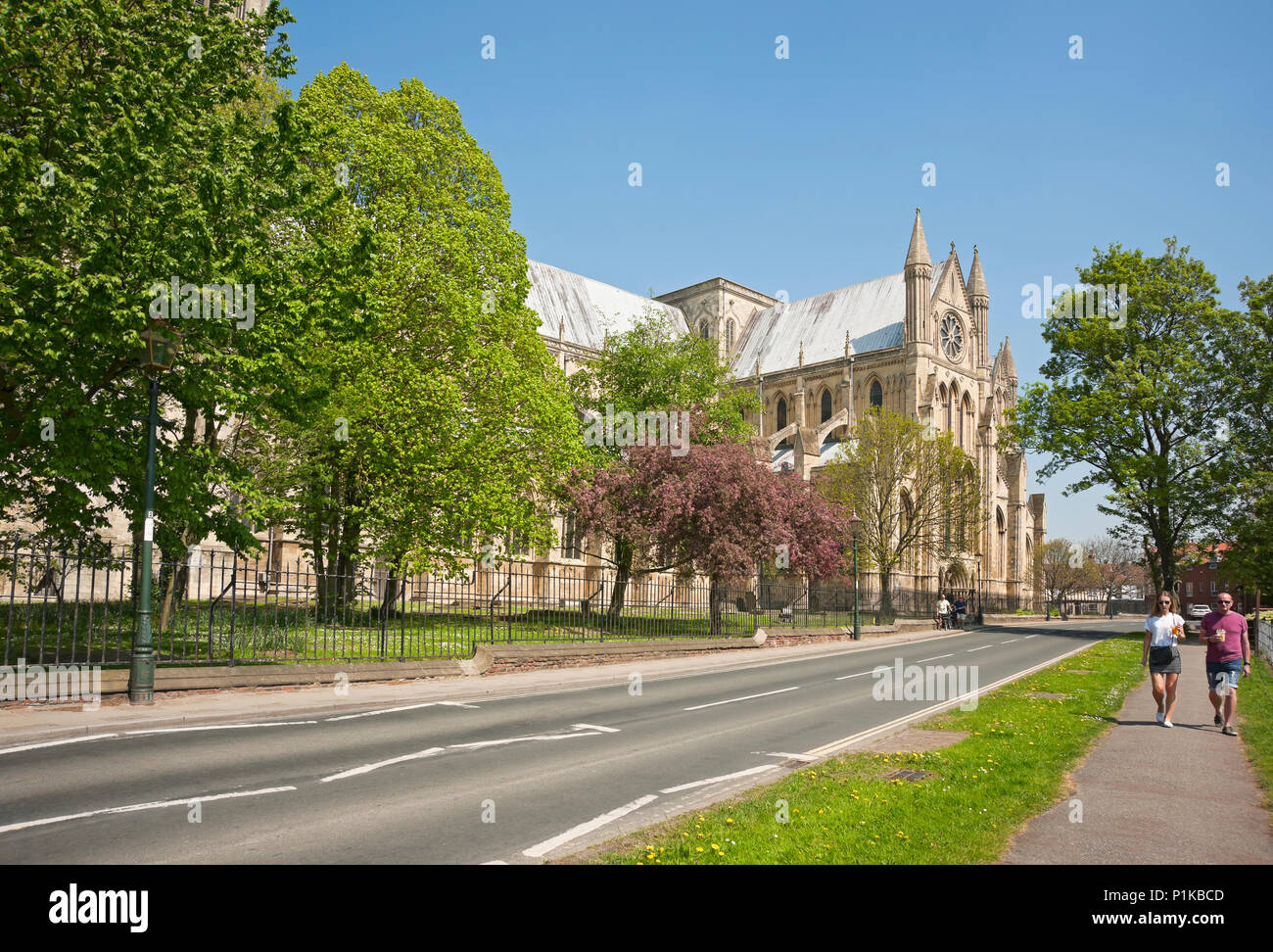 Beverley Minster exterior the Parish Church of St John and St Martin in spring Beverley East Yorkshire England UK United Kingdom GB Great Britain Stock Photo