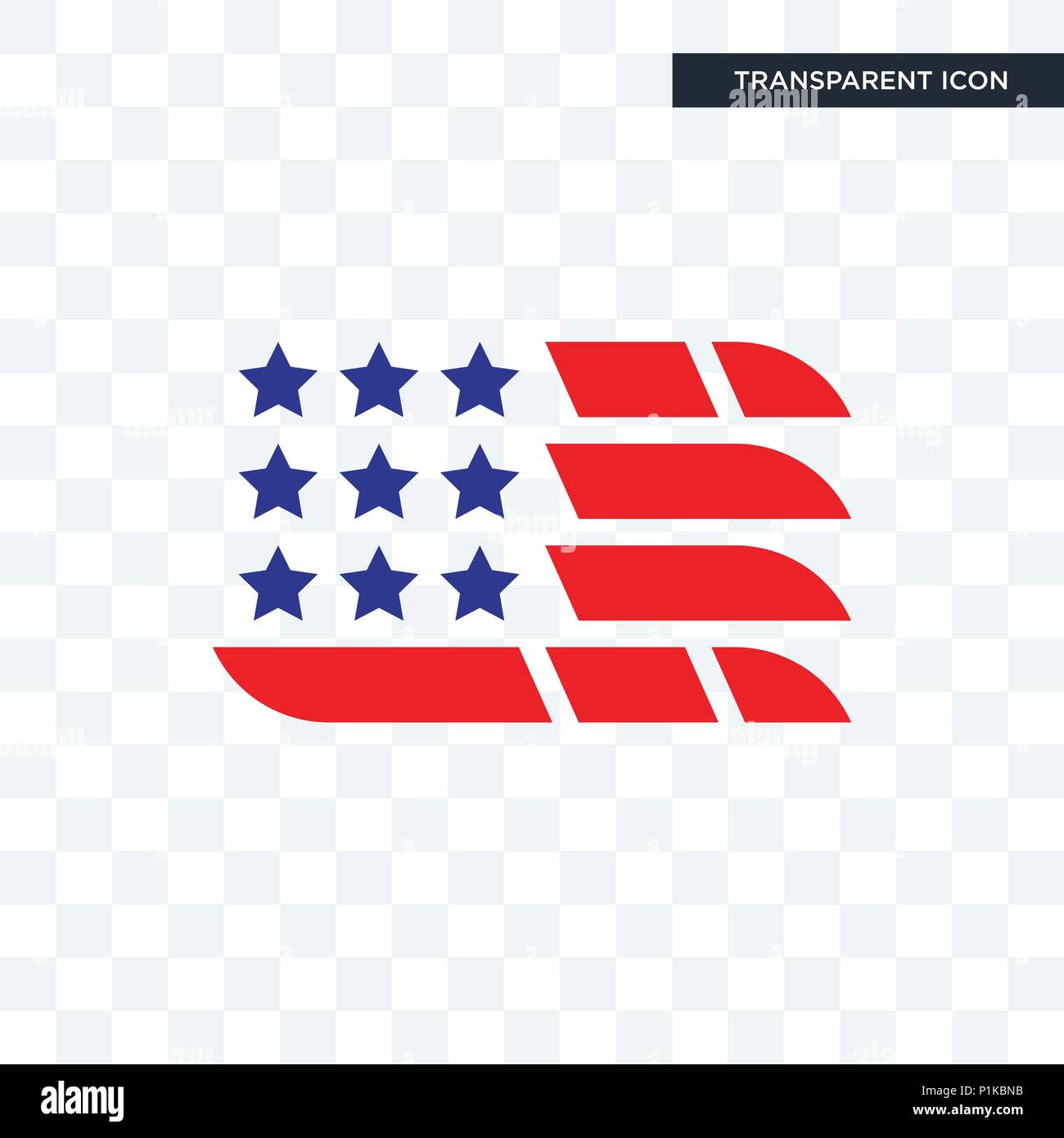American Flag Vector Icon Isolated On Transparent Background