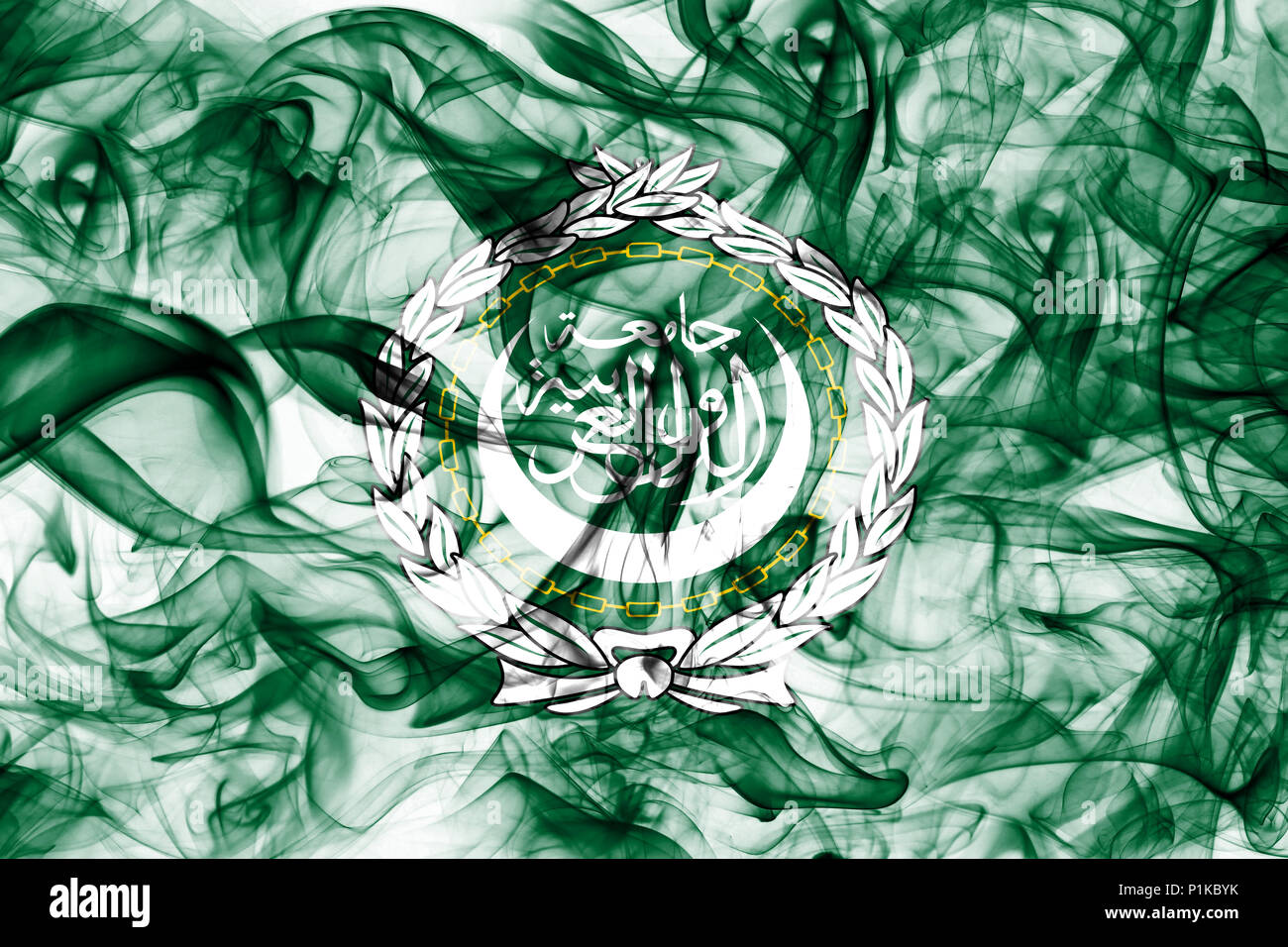 Arab League smoke flag, regional organization of Arab states Stock Photo