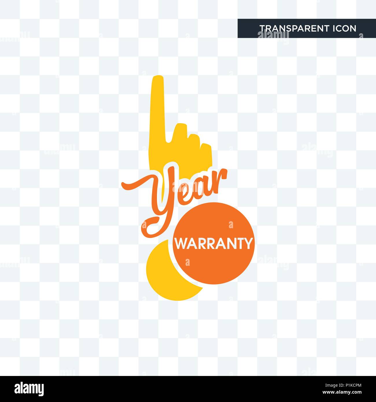 1 year warranty vector icon isolated on transparent background, 1 year ...