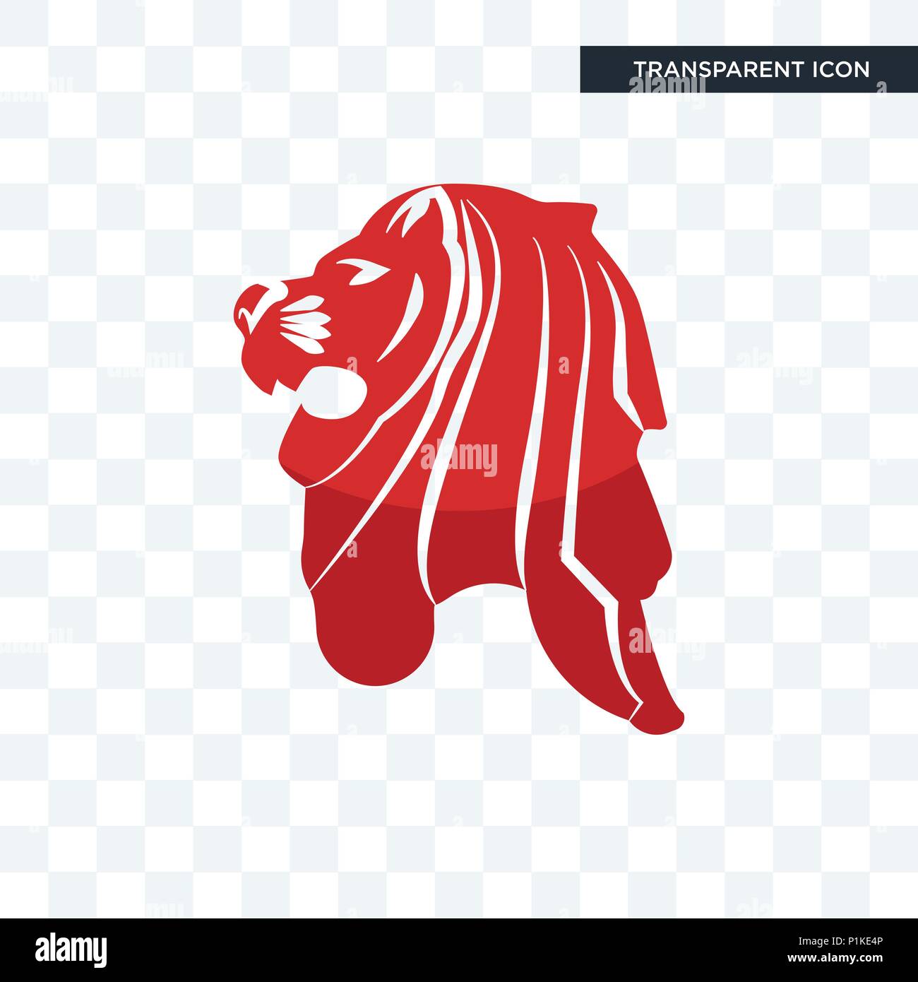 singapore lion vector icon isolated on transparent background, singapore lion logo concept Stock Vector