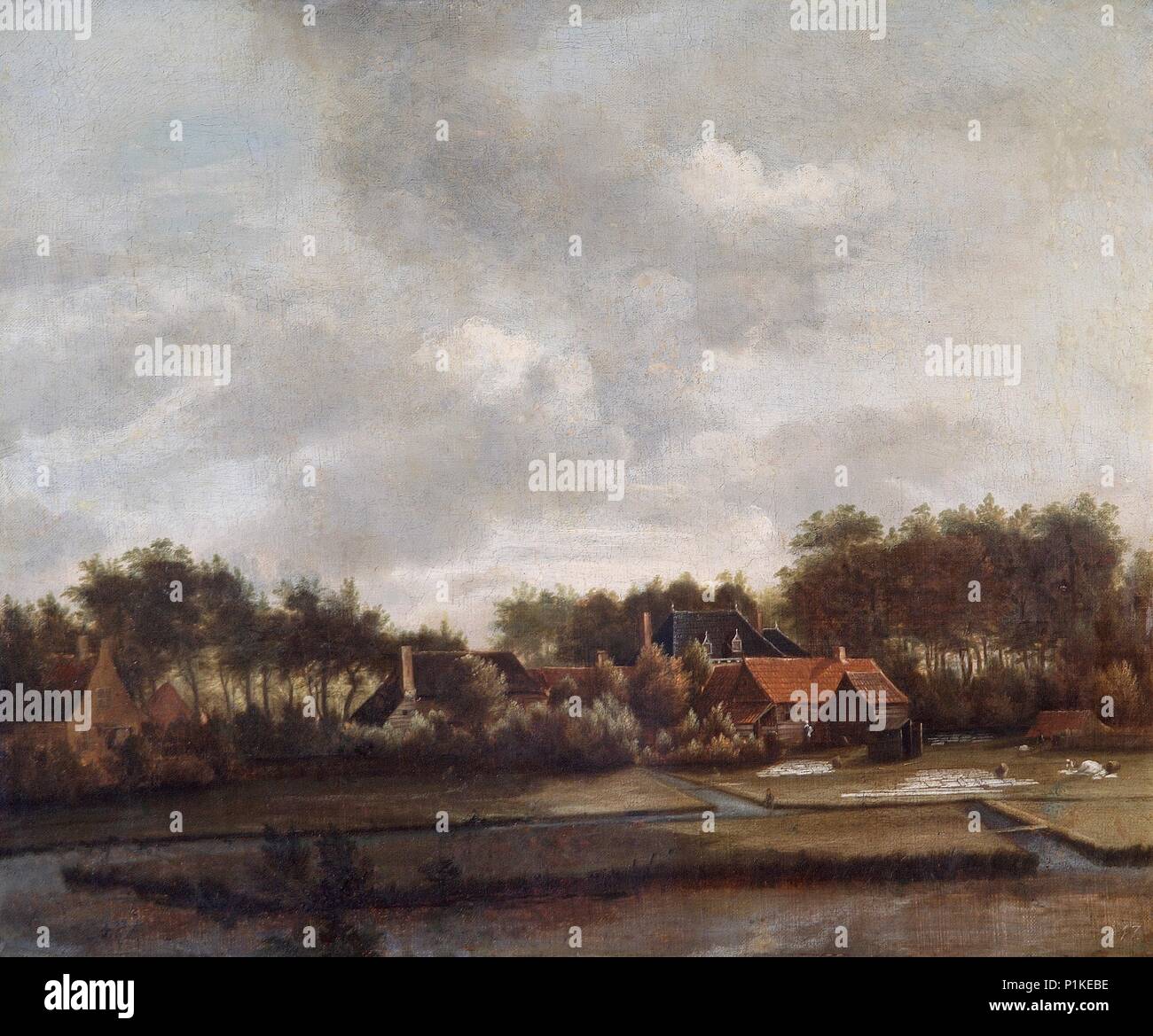 'Landscape, with Bleaching Grounds', 17th century. Artists: Follower of Jan van Ruisdael, Jan Vermeer. Stock Photo