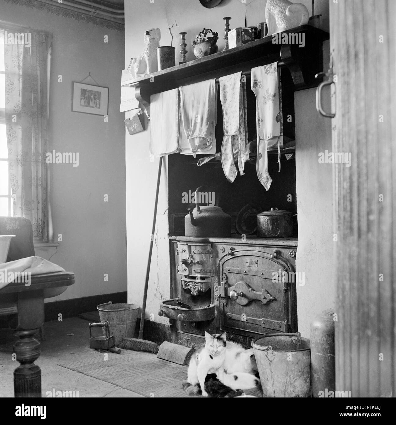 Farmhouse kitchen, Gwendreath, The Lizard, Cornwall, c1950-c1965. Artist: John Gay. Stock Photo