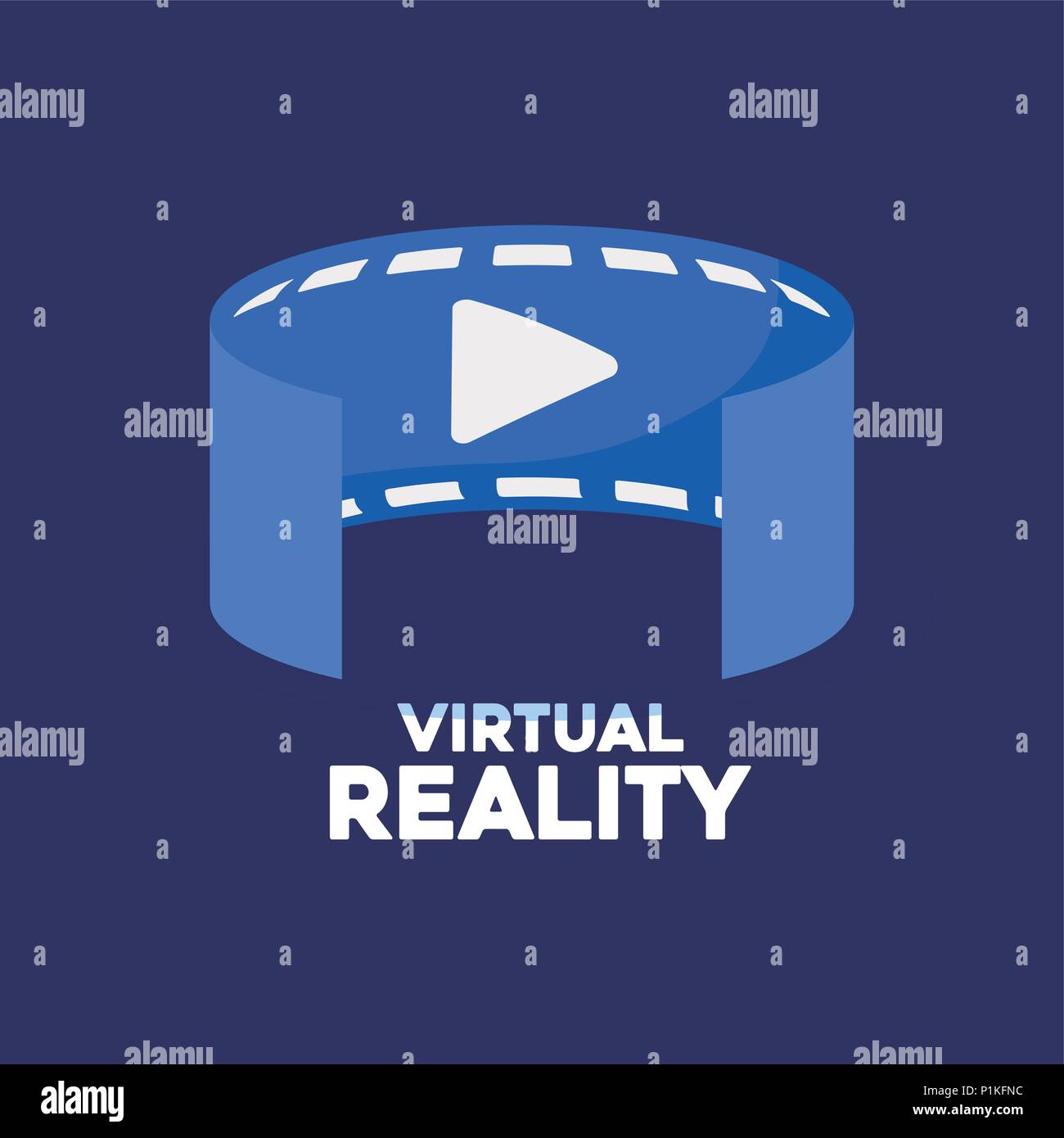 Virtual reality design with 360 degree video icon over blue background ...
