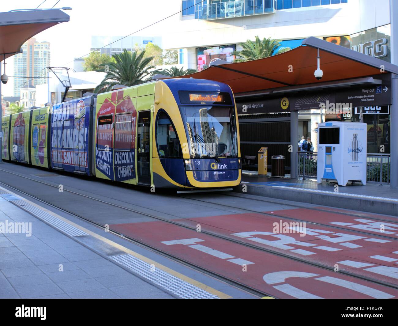 People Waiting At Cavill Avenue Station Of Glink Tram Or Gold Coast Light Rail Gold Coast Australia As On 9 June 2018 Scene Of Tram Station Stock Photo Alamy