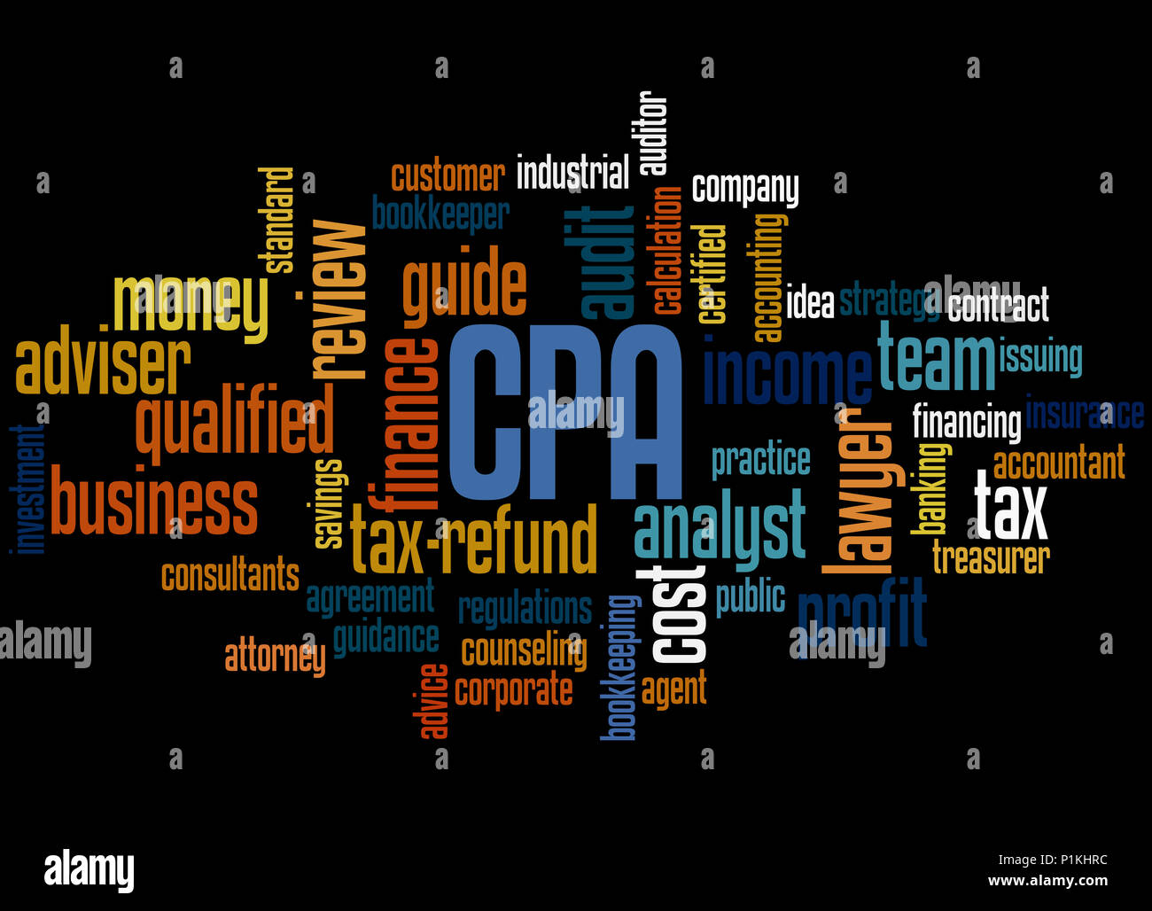 CPA - Certified Public Accountant, word cloud concept on black background  Stock Photo - Alamy