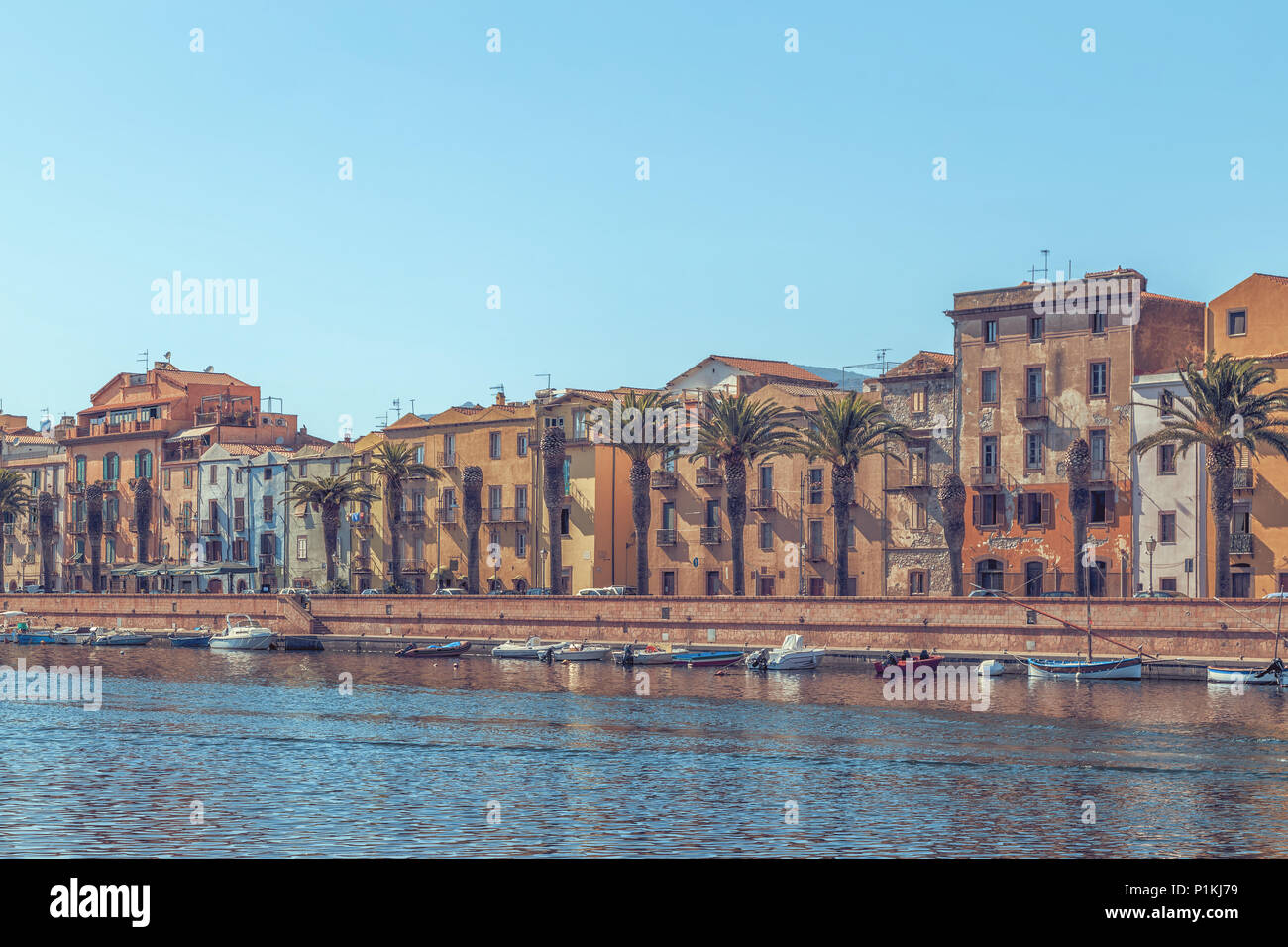 Beautiful old buildings in Bosa, Sardinia, Italy Stock Photo - Alamy