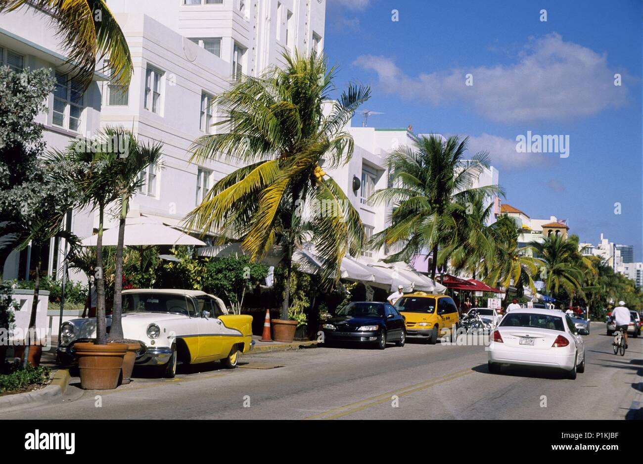 South Miami Beach; Ocean Drive Avenue (distrito Art Deco); el centro de la 'movida' de la ciudad. Stock Photo