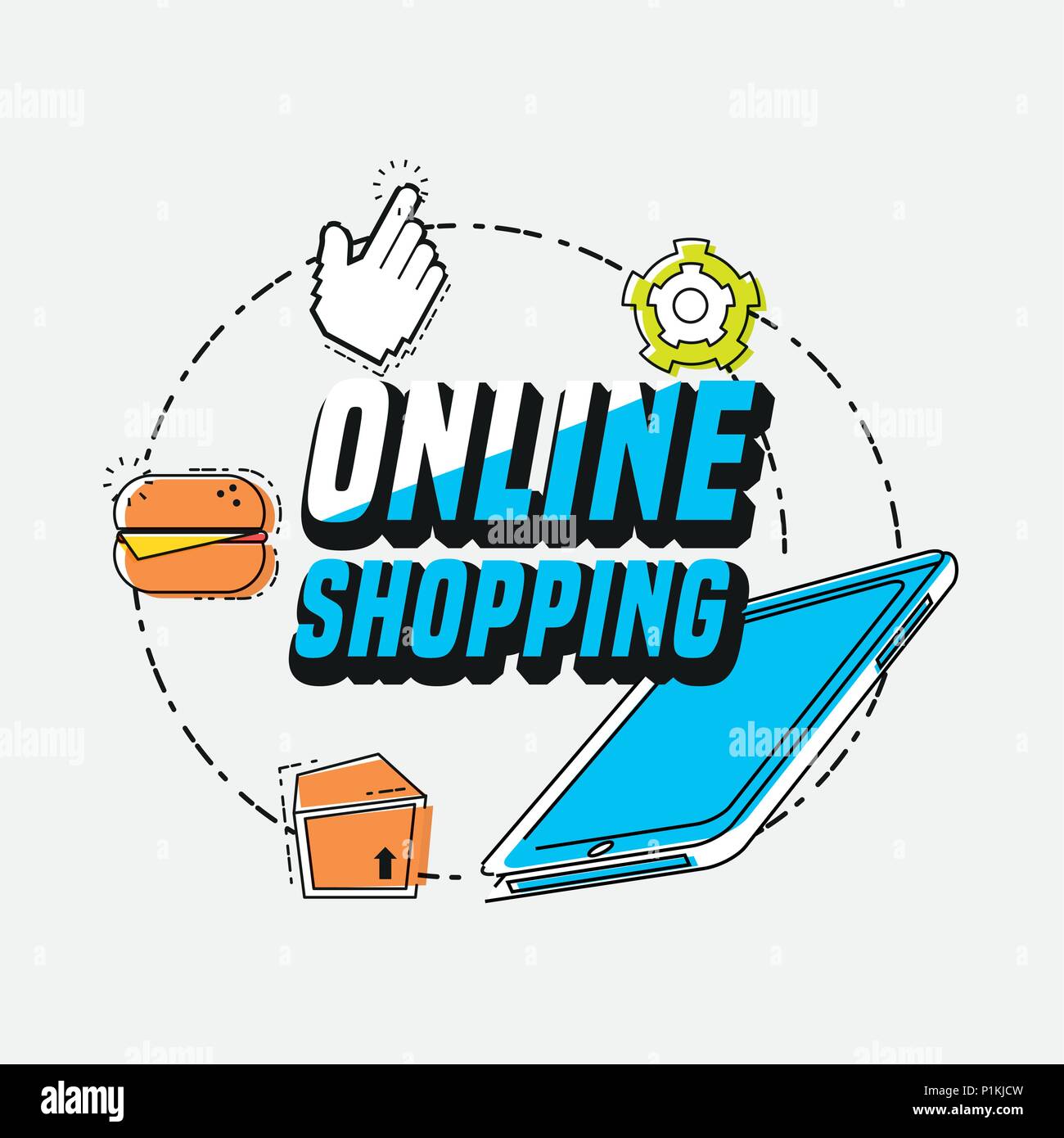 online shopping set icons vector illustration design Stock Vector Image ...