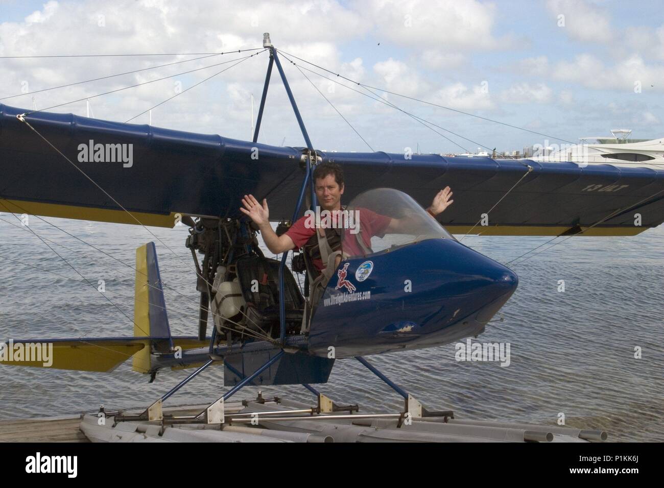 Miami; fotógrafo dispuesto a volar en avión ultraligero. Stock Photo