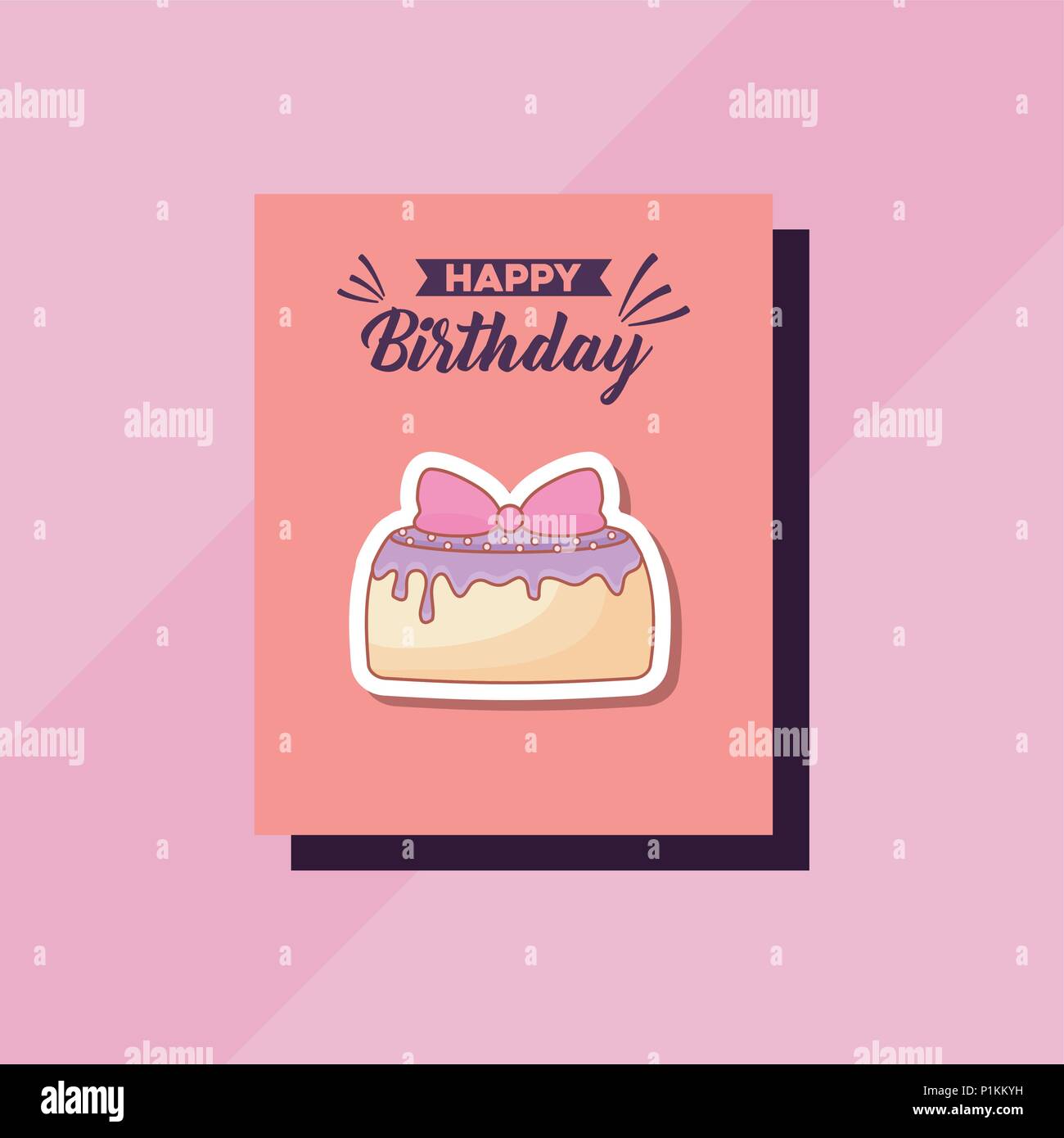 happy birthday card with sweet cake vector illustration design Stock ...