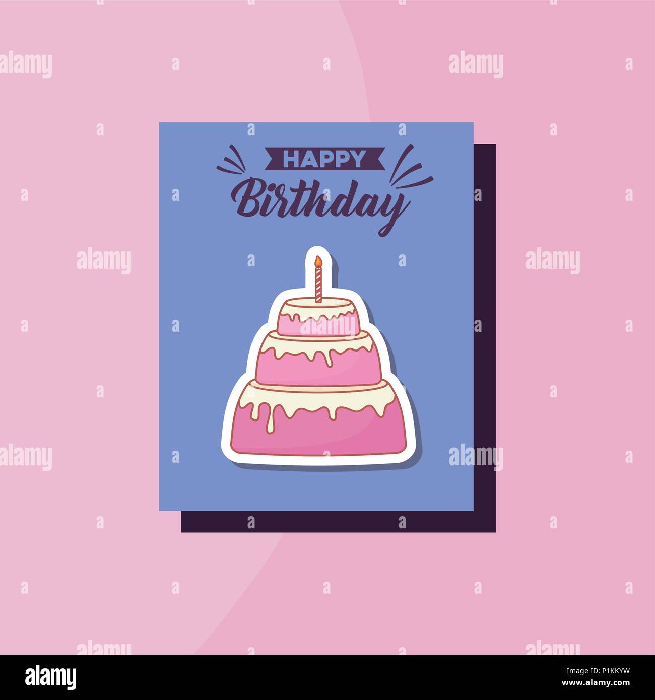 happy birthday card with sweet cake vector illustration design Stock ...
