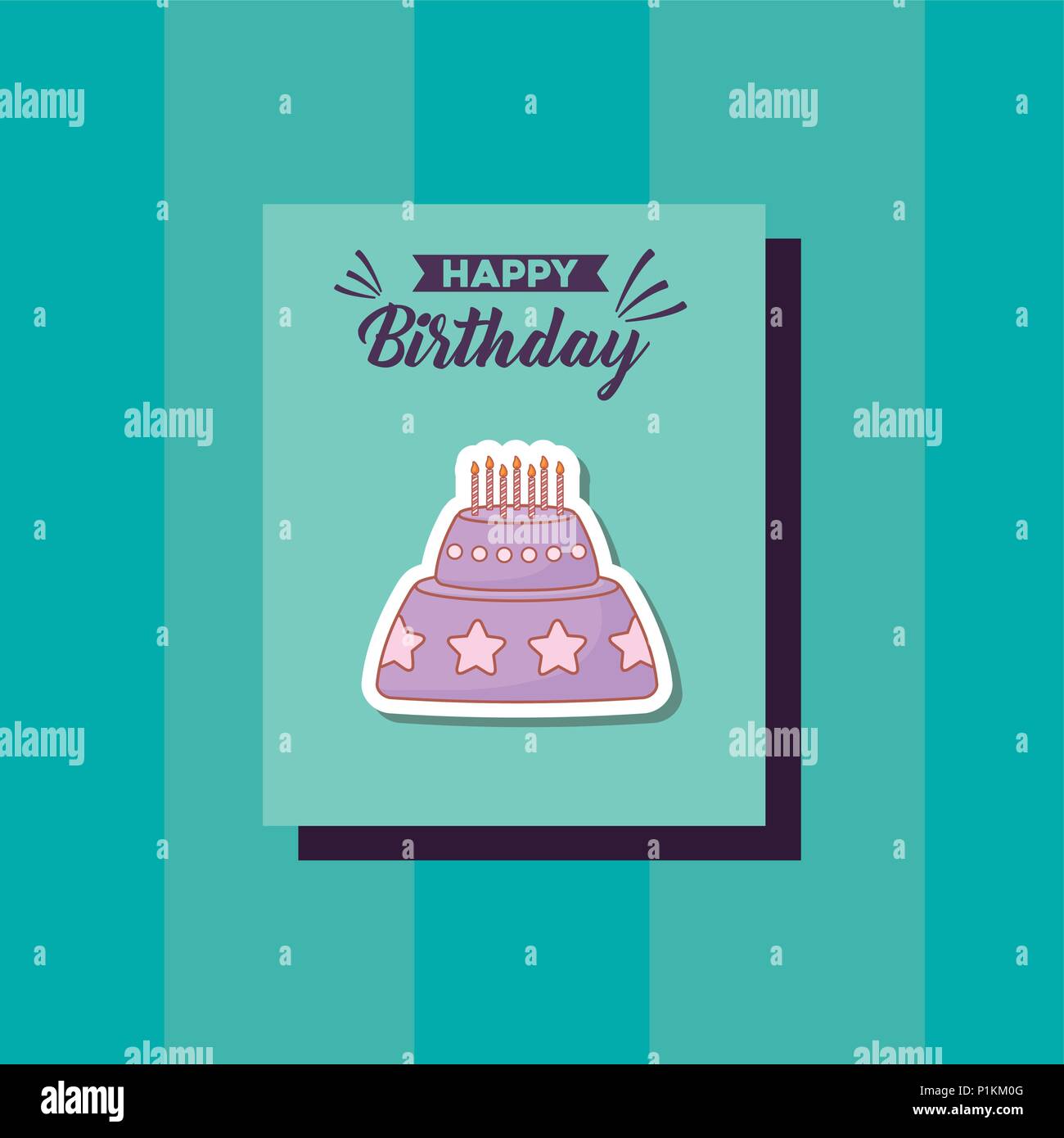 happy birthday card with sweet cake vector illustration design Stock ...