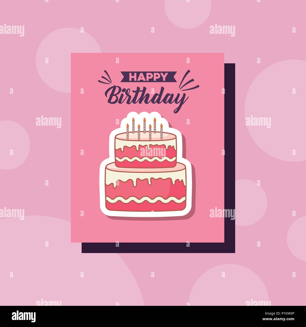 happy birthday card with sweet cake vector illustration design Stock ...