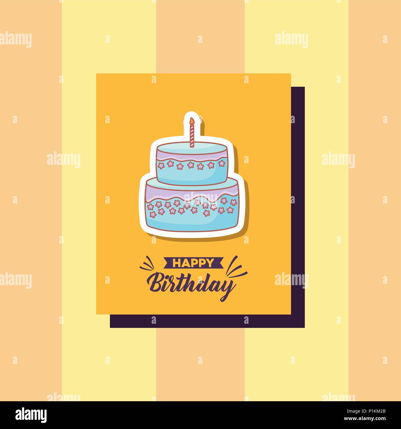 happy birthday card with sweet cake vector illustration design Stock ...