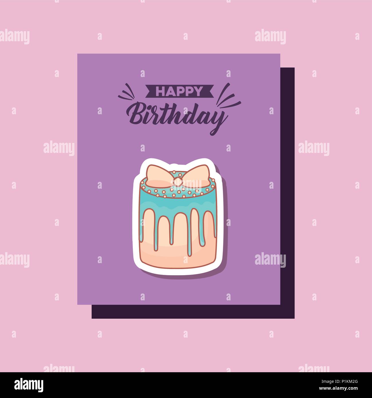 happy birthday card with sweet cake vector illustration design Stock ...