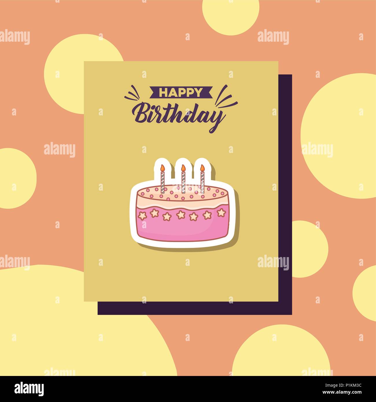 happy birthday card with sweet cake vector illustration design Stock ...