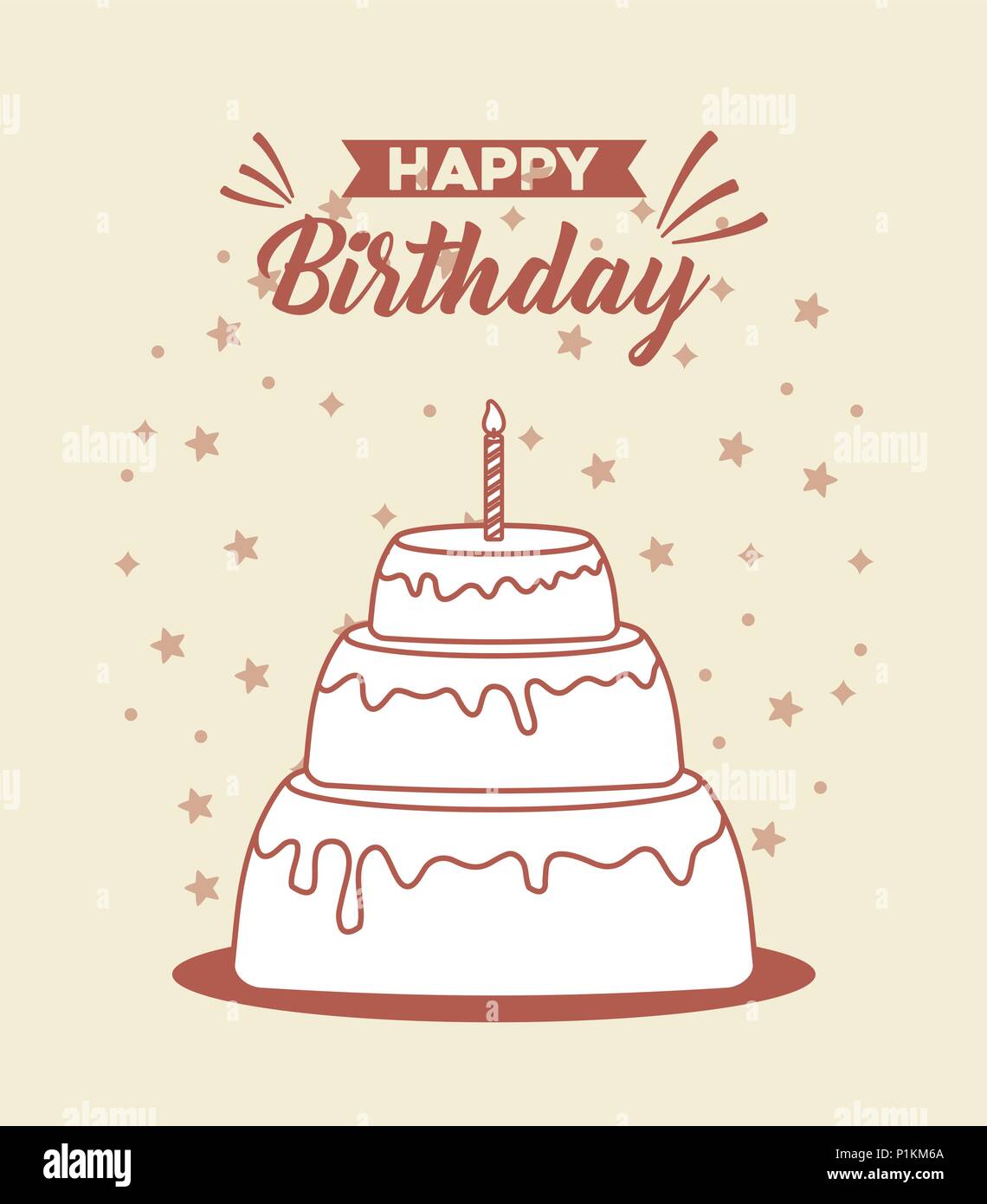 happy birthday postcard with sweet cake vector illustration design ...