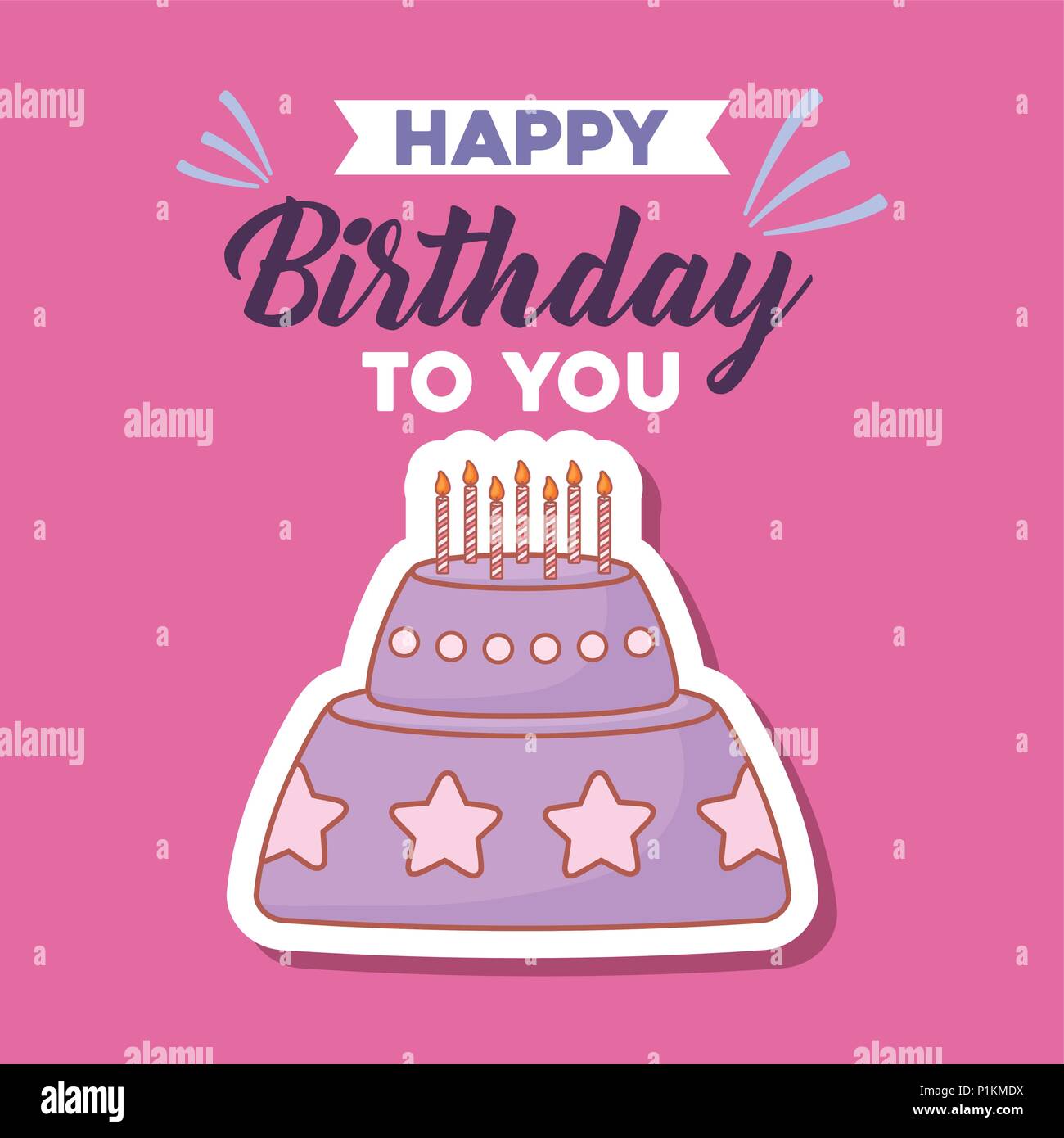 happy birthday postcard with sweet cake vector illustration design ...