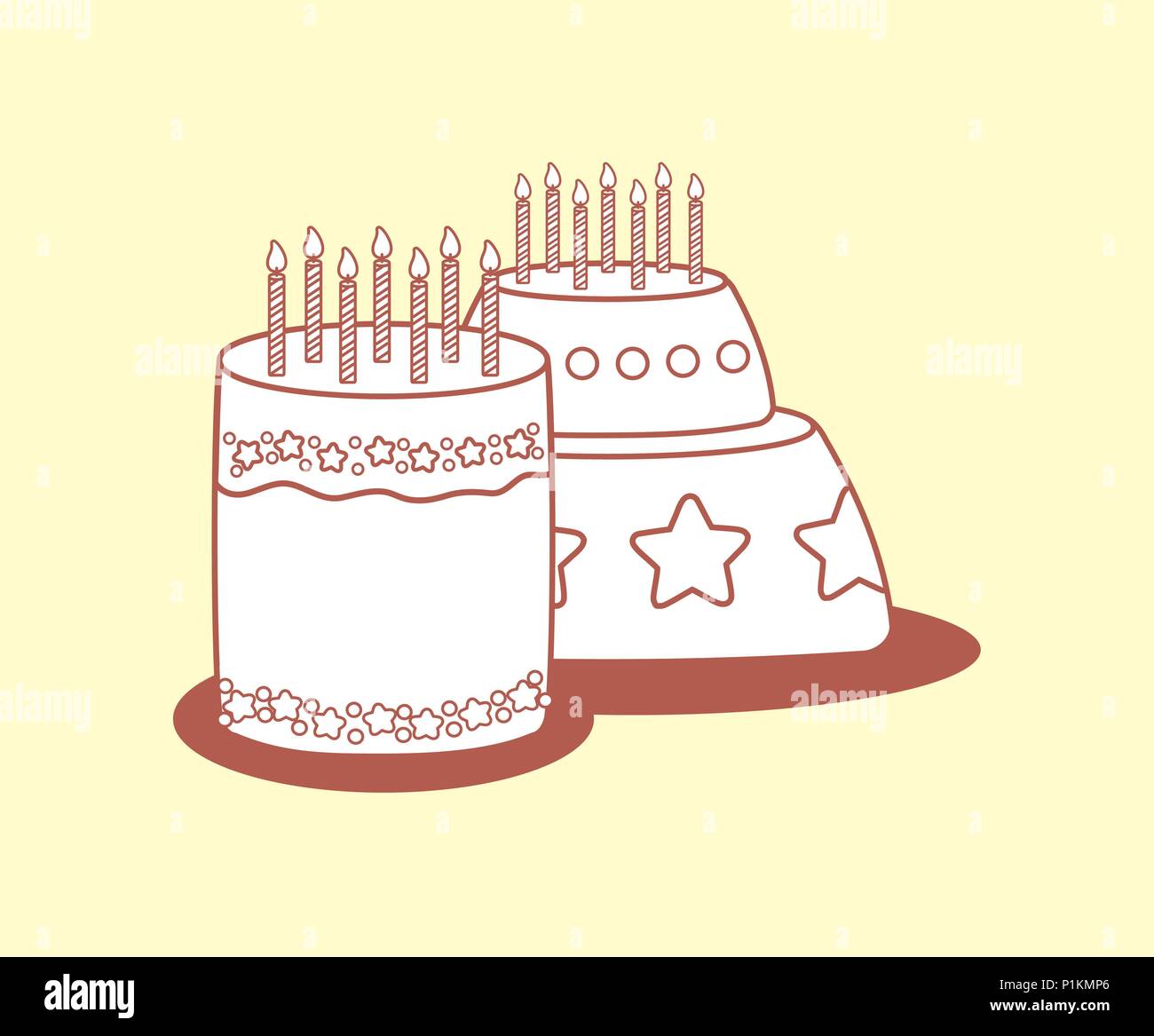 happy birthday postcard with sweet cake vector illustration design ...