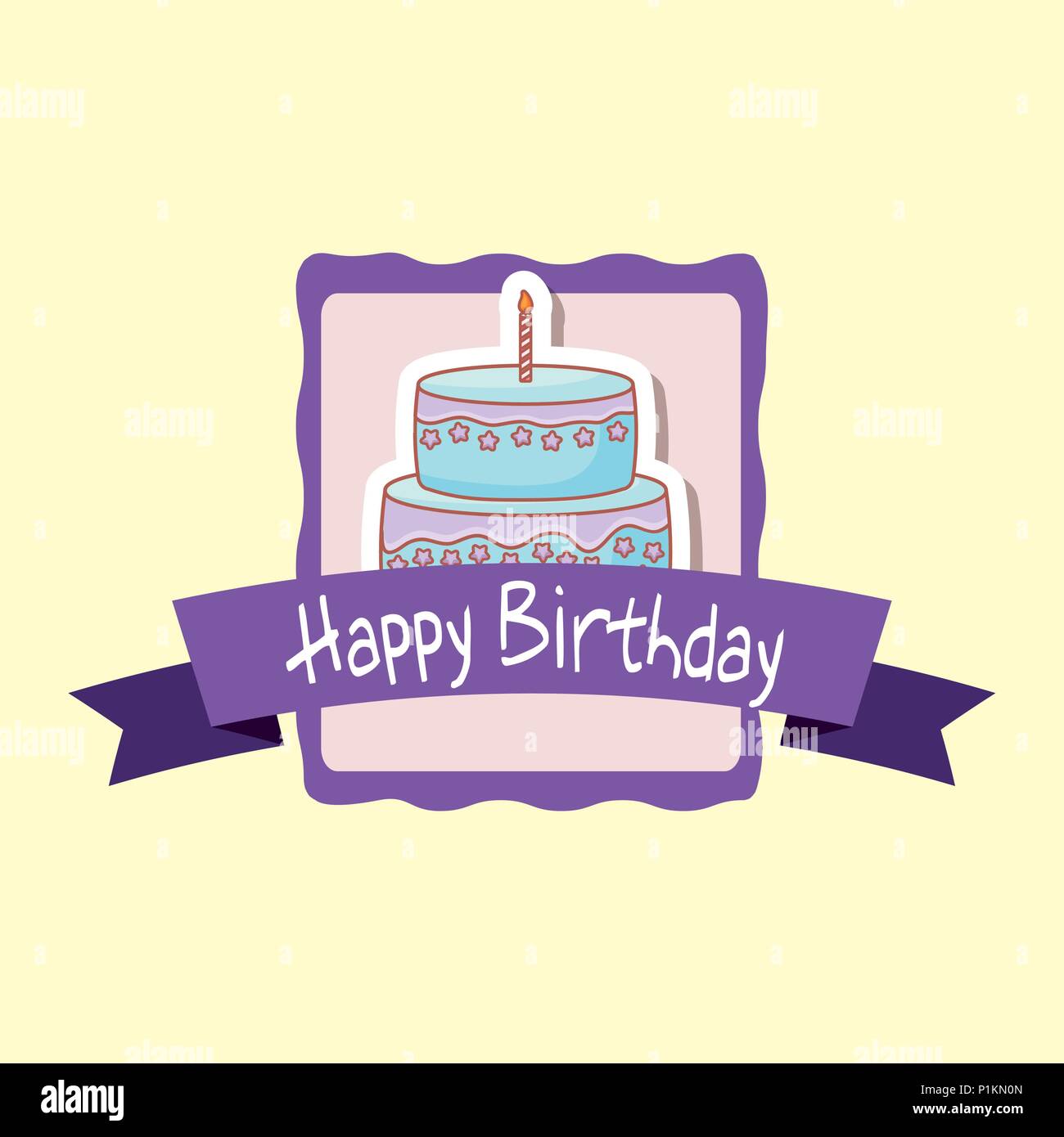 happy birthday frame with sweet cake vector illustration design Stock ...