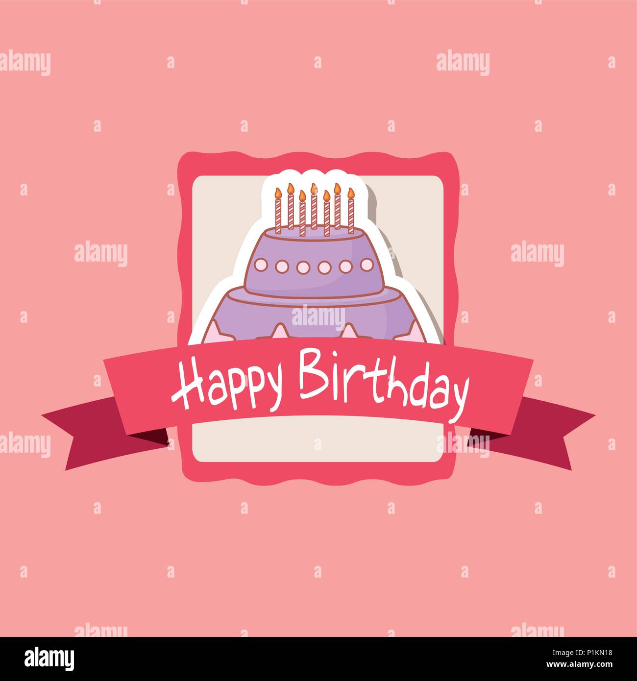 happy birthday frame with sweet cake vector illustration design Stock ...