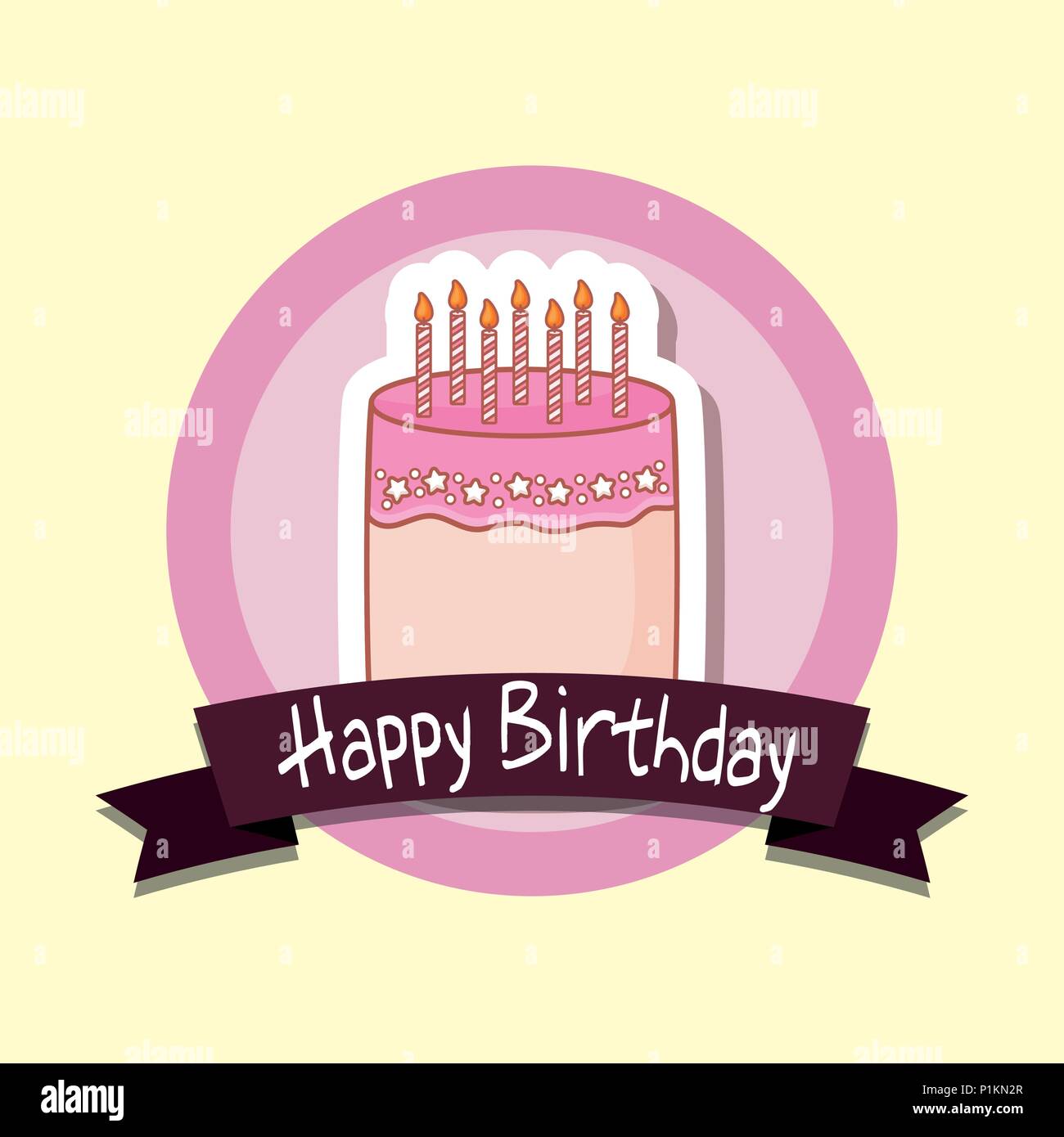 happy birthday frame with sweet cake vector illustration design Stock ...
