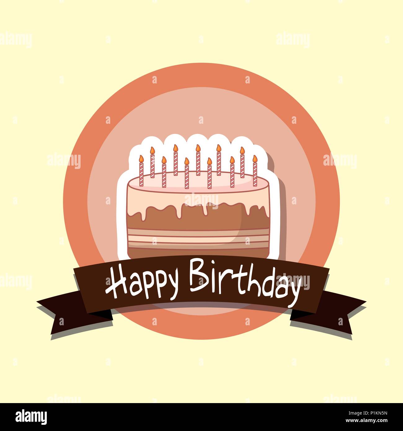 happy birthday frame with sweet cake vector illustration design Stock ...