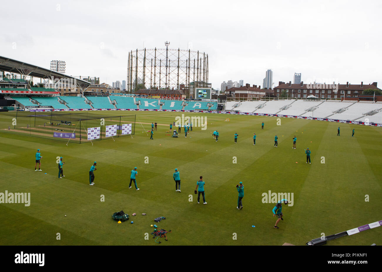 Australia players train during a nets session at The Kia Oval, London