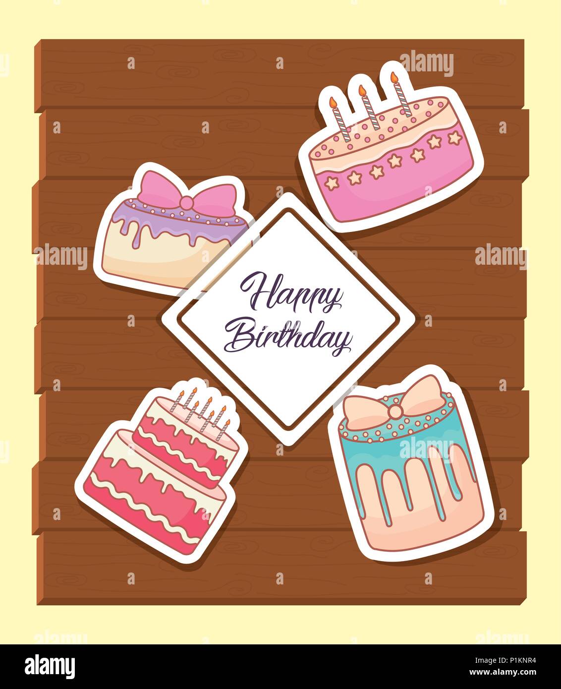happy birthday card with sweet cakes vector illustration design Stock ...