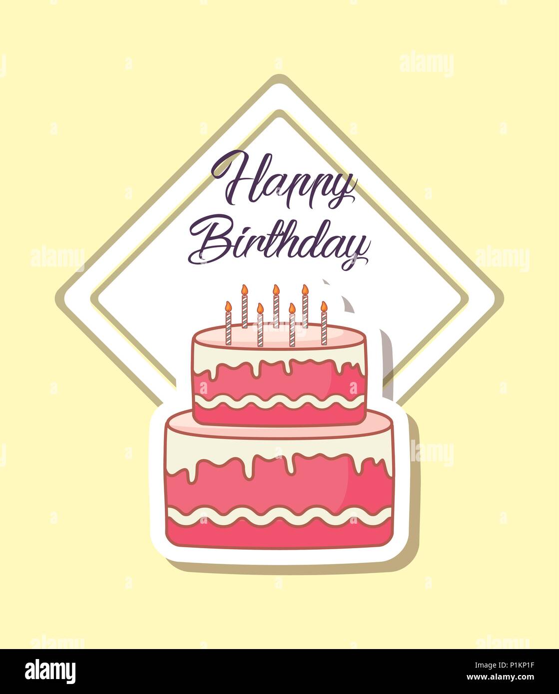 happy birthday card with sweet cake vector illustration design Stock ...