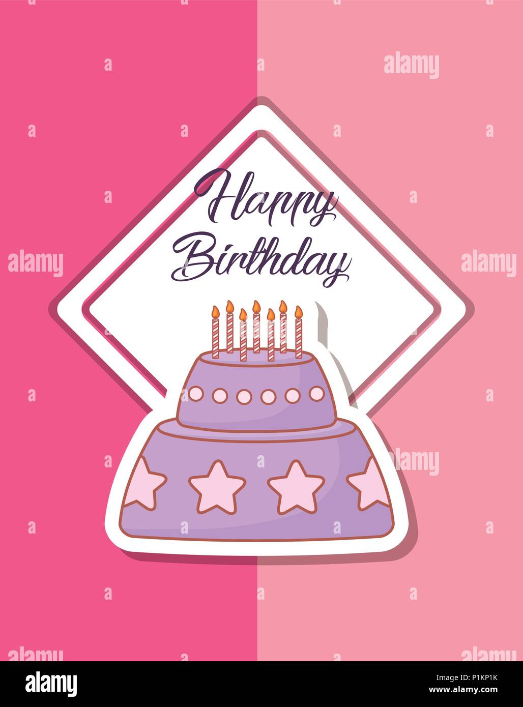 happy birthday card with sweet cake vector illustration design Stock ...