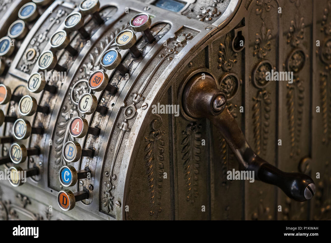 The old cash register National 1905 of the year was shot close-up Stock ...