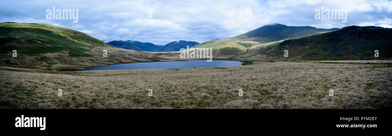 Burnmoor tarn panorama, Eskdale, Lake District, Cumbria, England Stock Photo