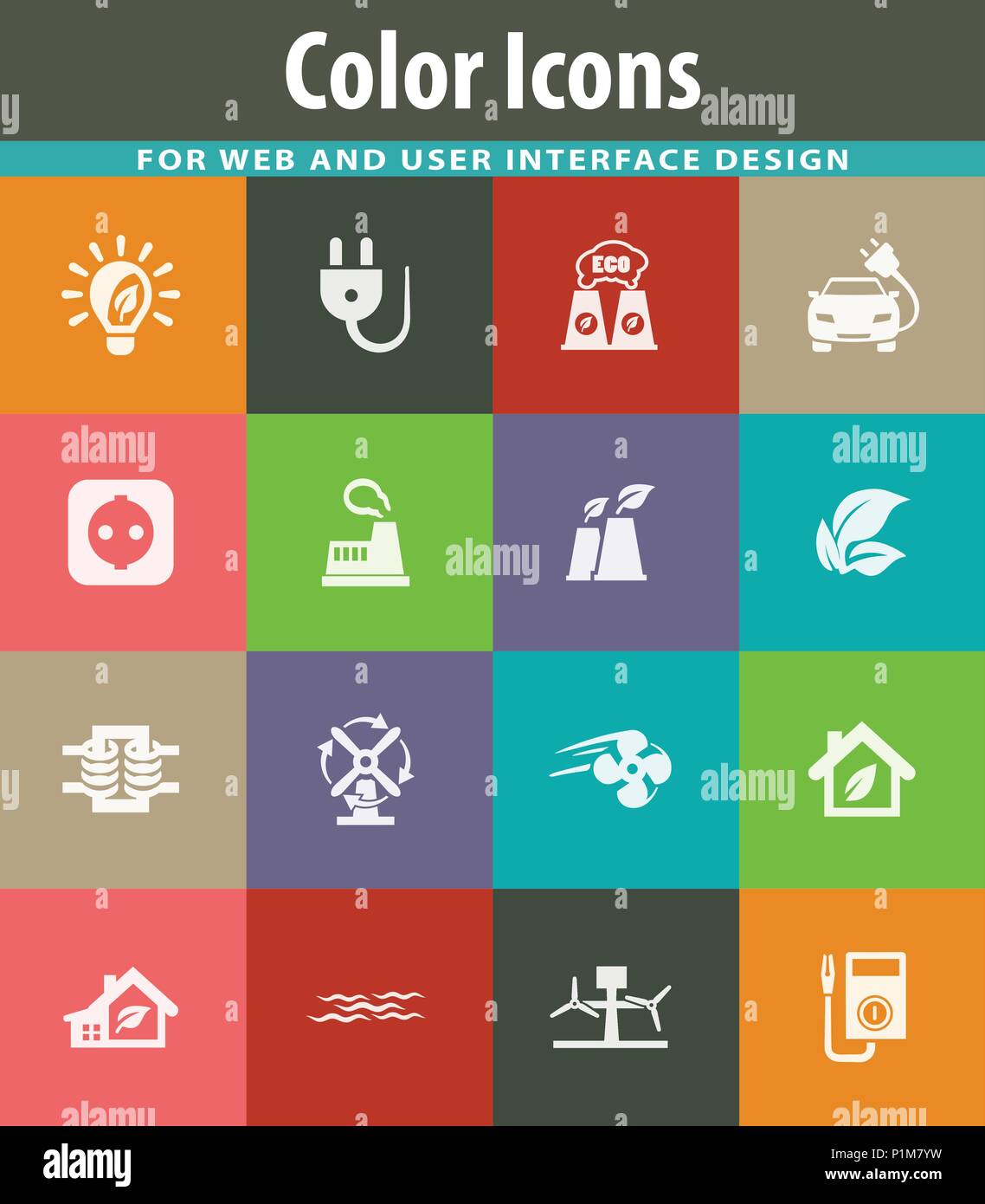 Alternative energy icons set for web sites and user interface Stock ...