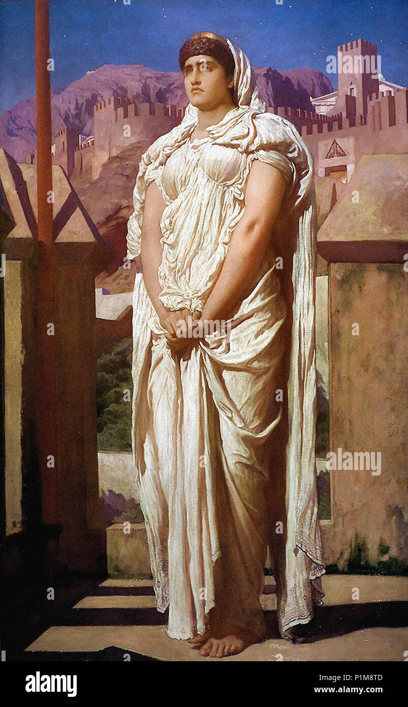 Leighton  Frederic - Clytemnestra Watches for the Beacon Lights Which Are to Announce the Return of Agamemnon Stock Photo