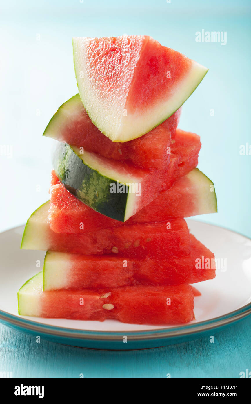 red watermelon slices, summer fruit Stock Photo