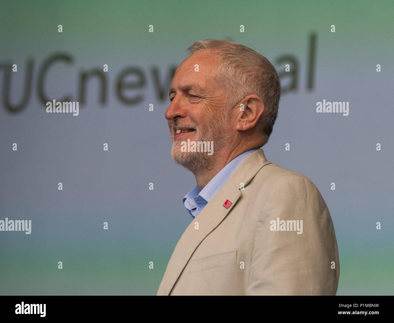 Jeremy Corbyn MP at TUC rally in Hyde Park. Thousands of people march through London to demand a new deal for working people.  Featuring: Jeremy Corbyn MP Where: London, England, United Kingdom When: 12 May 2018 Credit: Wheatley/WENN Stock Photo
