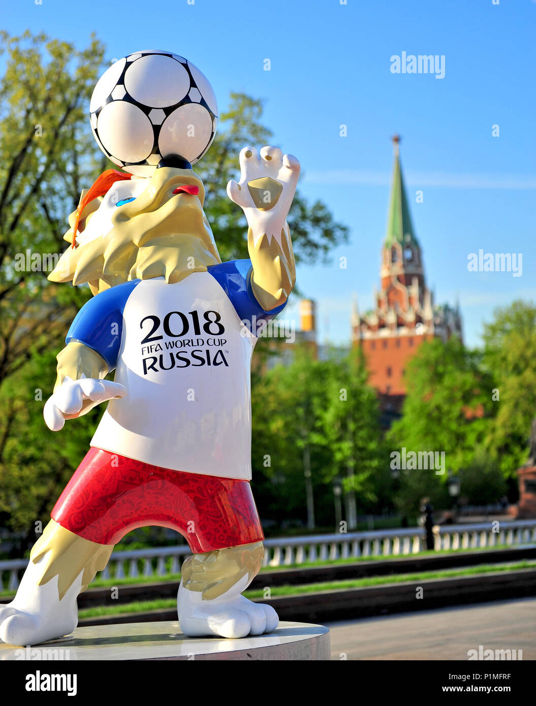 MOSCOW, RUSSIA MAY 08 Zabivaka, mascot of football World Cup Russia